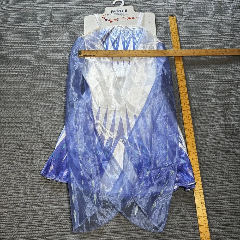 Disney Frozen II Elsa Snow Queen Dress Girls Costume Blue White Sequins Gown